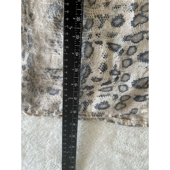 Lungo L'arno Beige Linen Blouse Snakeskin Print Artsy Boho Lagenlook Size 2X - Picture 10 of 10